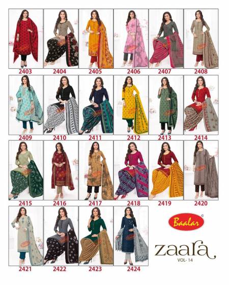 Zaara Vol 14 By Baalar Cotton Printed Dress Material Collection
